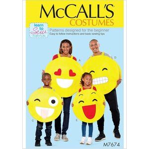 McCalls Sewing Pattern M7674 emoji Costumes Adult Child All Sizes